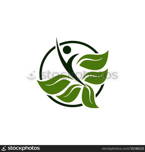 Organic leaf people logo template