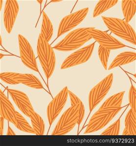 Organic leaves seamless pattern in simple style. Botanical background. Decorative forest leaf wallpaper. For fabric design, textile print, wrapping paper, cover. Vector illustration. Organic leaves seamless pattern in simple style. Botanical background.