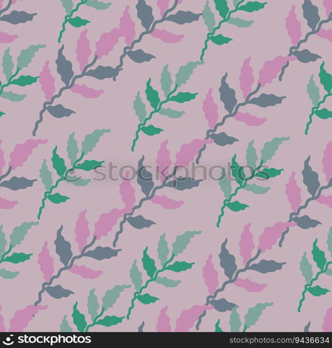 Organic leaves seamless pattern. Simple style. Botanical background. Decorative forest leaf wallpaper. For fabric design, textile print, wrapping paper, cover. Vector illustration. Organic leaves seamless pattern. Simple style. Botanical background. Decorative forest leaf wallpaper.