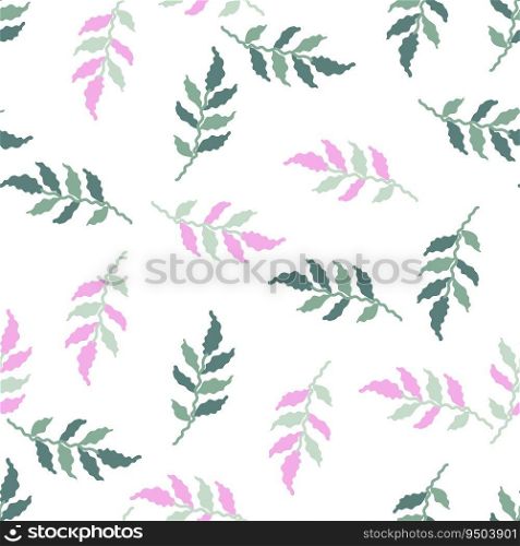 Organic leaves seamless pattern. Simple style. Botanical background. Decorative forest leaf wallpaper. For fabric design, textile print, wrapping paper, cover. Vector illustration. Organic leaves seamless pattern. Simple style. Botanical background. Decorative forest leaf wallpaper.