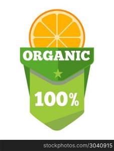 Organic natural fruit juice label template. Organic natural fruit juice label template with orange. Vector illustration