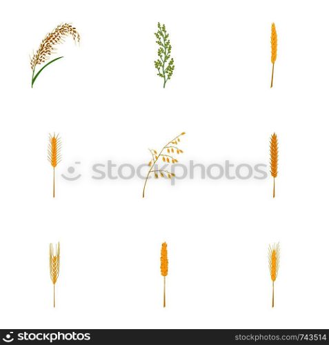 Organic product icons set. Cartoon set of 9 organic product vector icons for web isolated on white background. Organic product icons set, cartoon style