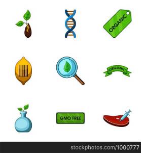 Organic substance icons set. Cartoon set of 9 organic substance vector icons for web isolated on white background. Organic substance icons set, cartoon style
