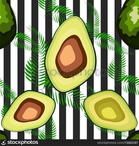 Organic vegetarian avocado seamless repeating pattern - flat style illustration