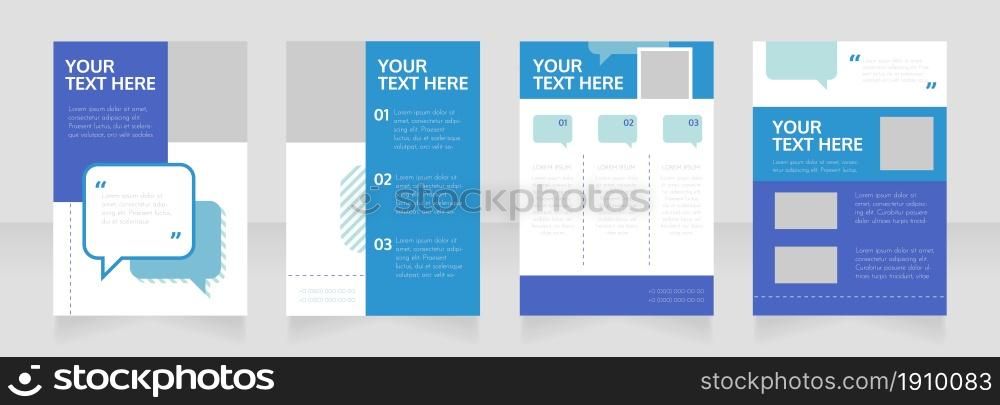 Organization blank brochure layout design. Project info. Vertical poster template set with empty copy space for text. Premade corporate reports collection. Editable flyer paper pages. Organization blank brochure layout design