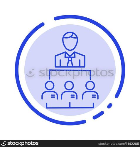 Organization, Business, Human, Leadership, Management Blue Dotted Line Line Icon
