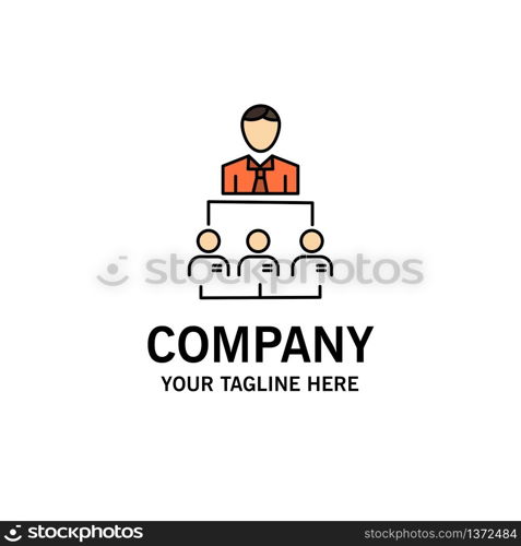 Organization, Business, Human, Leadership, Management Business Logo Template. Flat Color