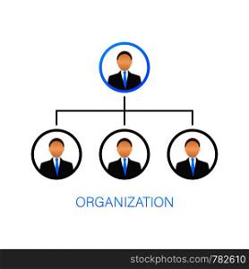 Organization chart. Organizational structure. Business and commerce. Teamwork. Contour symbol. Professional hierarchy. Vector stock illustration.