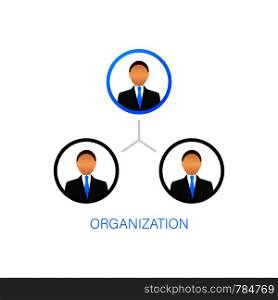 Organization chart. Organizational structure. Business and commerce. Teamwork. Contour symbol. Professional hierarchy. Vector stock illustration.