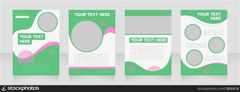 Organization green wavy blank brochure layout design. Service info. Vertical poster template set with empty copy space for text. Premade corporate reports collection. Editable flyer paper pages. Organization green wavy blank brochure layout design