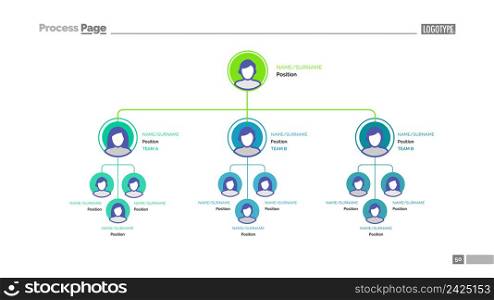 Organizational chart slide template. Business data. Graph, diagram, design. Creative concept for infographic, project. Can be used for topics like relationship, hierarchy, human recourses