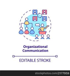 Organizational communication concept icon. Business conversation type abstract idea thin line illustration. Team meeting. Isolated outline drawing. Editable stroke. Arial, Myriad Pro-Bold fonts used. Organizational communication concept icon