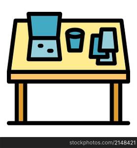 Organized table icon. Outline organized table vector icon color flat isolated. Organized table icon color outline vector