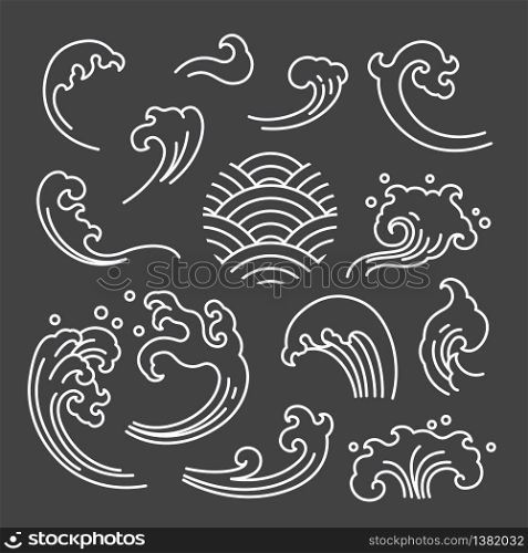 Oriental and ornamental white signle line stroke. Asian and Thai and Chinese styles.