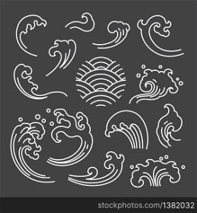 Oriental and ornamental white signle line stroke. Asian and Thai and Chinese styles.