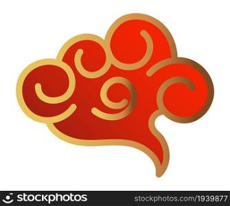 Oriental asian cloud ornament. Chinese clouds red gold symbol isolated on white background. Oriental asian cloud ornament. Chinese clouds red gold symbol