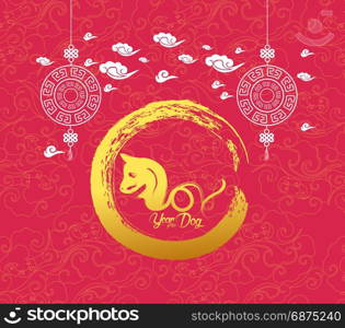 Oriental Chinese New Year dog background. Year of the dog