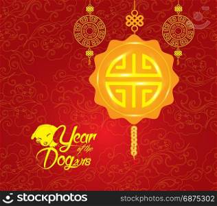 Oriental Chinese New Year pattern background. Year of the dog