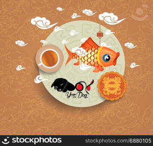 Oriental Chinese New Year pattern background. Year of the dog