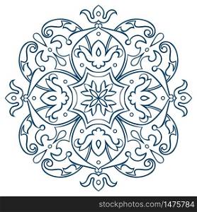 Oriental decorative element. Zentangle mandala black and white. Vector illustration.. Oriental decorative element. Zentangle mandala black and white