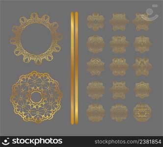 Oriental gold pattern. Abstract art golden ornament.. Traditional golden decor on gray background