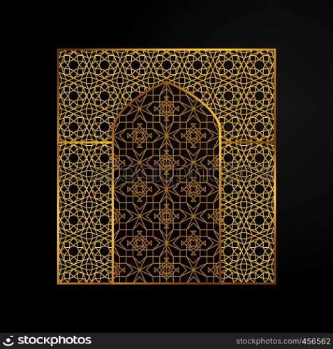 Oriental golden gate or moroccan arch. Vector illustration. Oriental moroccan arch