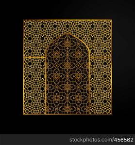 Oriental golden gate or moroccan arch. Vector illustration. Oriental moroccan arch