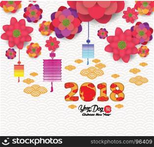 Oriental Happy Chinese New Year 2018 Blooming Flowers Design