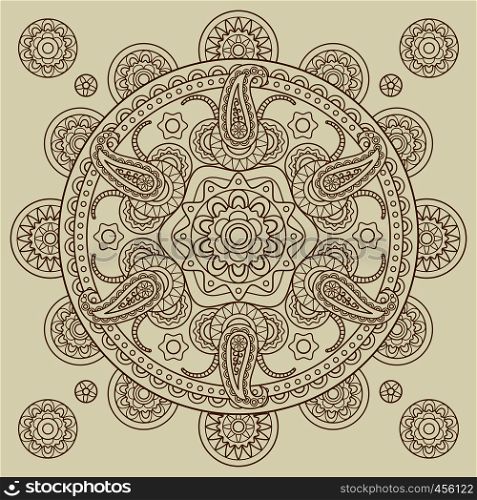 Oriental Indian paisley boho mehendi mandala. Vector illustration. Oriental Indian paisley boho mehendi mandala