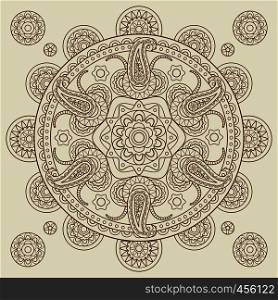 Oriental Indian paisley boho mehendi mandala. Vector illustration. Oriental Indian paisley boho mehendi mandala