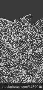 Oriental ocean wave white line. Seamless wallpapaer pattern.