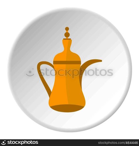 Oriental teapot icon in flat circle isolated vector illustration for web. Oriental teapot icon circle