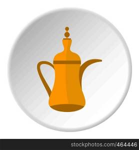Oriental teapot icon in flat circle isolated vector illustration for web. Oriental teapot icon circle