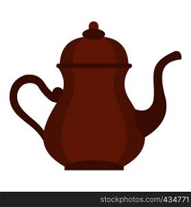 Oriental turkish kettle for tea icon flat isolated on white background vector illustration. Oriental turkish kettle for tea icon isolated