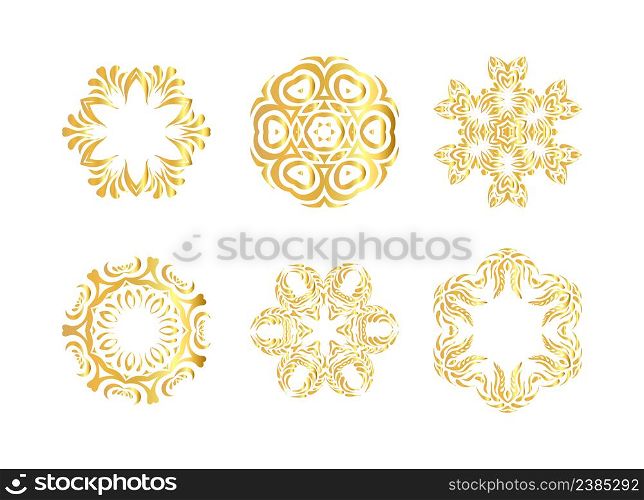 Oriental vector gold metallic pattern. Vector illustration.. Traditional golden decor on white background