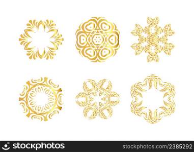 Oriental vector gold metallic pattern. Vector illustration.. Traditional golden decor on white background