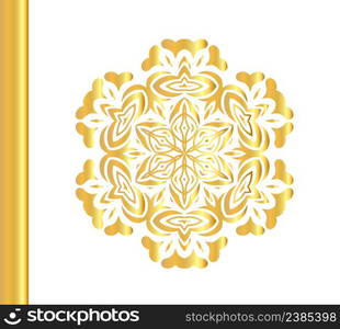 Oriental vector gold metallic pattern. Vector illustration.. Traditional golden decor on white background