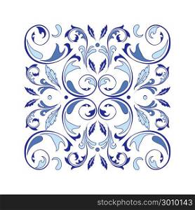 Oriental vector square ornament with arabesques elements. Traditional classic ornament. Vintage pattern with arabesques.
