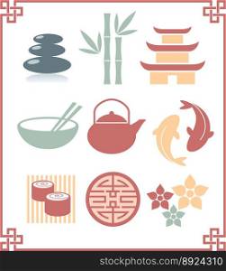 Oriental zen design elements vector image