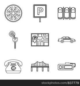 Orientation icons set. Outline set of 9 orientation vector icons for web isolated on white background. Orientation icons set, outline style