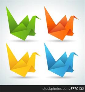 Origami abstract paper birds collection.