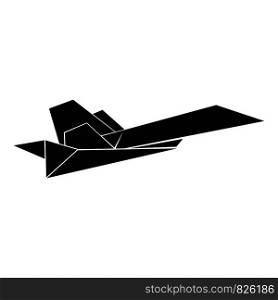 Origami airplane icon. Simple illustration of origami airplane vector icon for web. Origami airplane icon, simple black style
