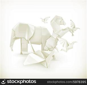 Origami animals, vector illustration