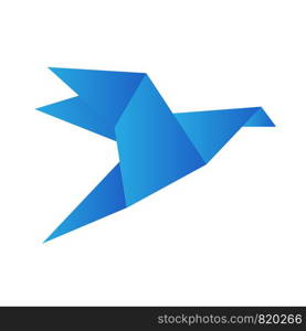 Origami bird crane isolated on white, stock vector illustration