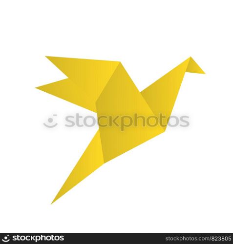 Origami bird crane isolated on white, stock vector illustration