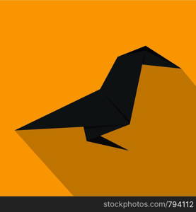 Origami bird icon. Flat illustration of origami bird vector icon for web. Origami bird icon, flat style