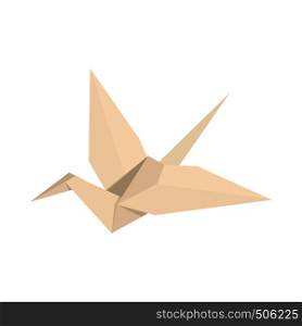 Origami bird icon on white background in cartoon style. Origami bird icon, cartoon style