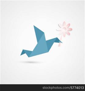 origami bird with flower