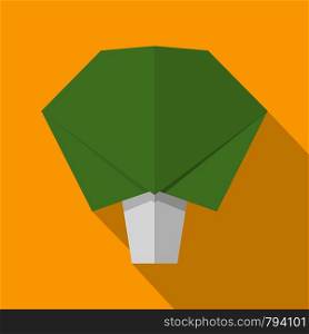 Origami broccoli icon. Flat illustration of origami broccoli vector icon for web. Origami broccoli icon, flat style
