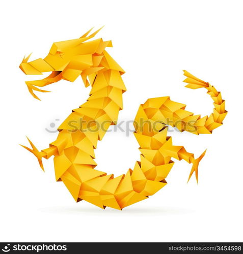 Origami dragon, orange vector